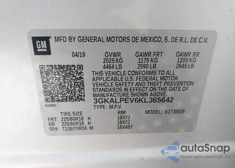 2019 GMC Terrain Slt from USA, damaged, VIN 3GKALPEV6KL365642